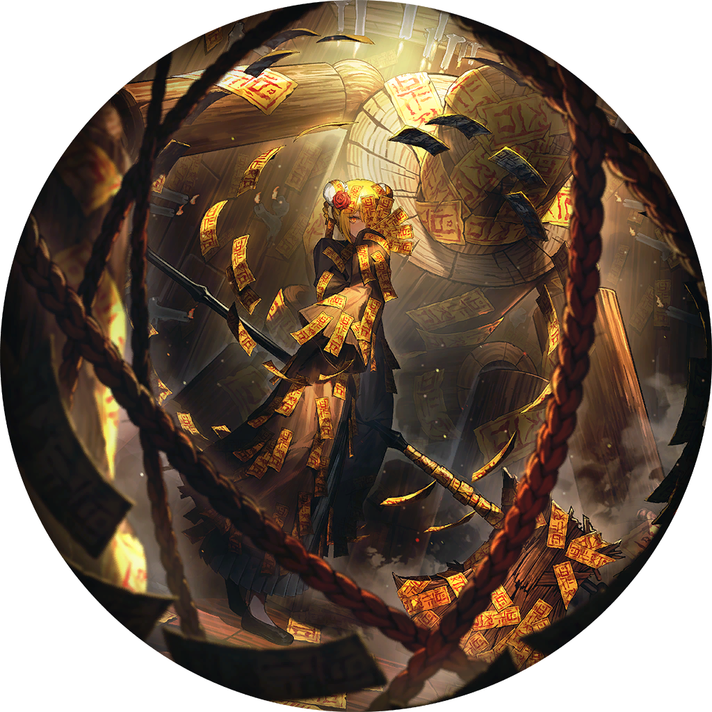 1girl, axe, black_shoes, black_skirt, blonde_hair, braid, braided_hair_rings, bun_cover