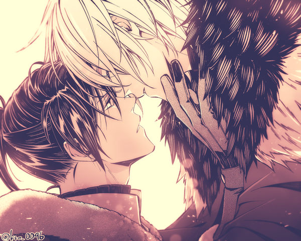 2boys, closed_eyes, collared_shirt, dimitri_alexandre_blaiddyd, dimitri_alexandre_blaiddyd_(timeskip), felix_hugo_fraldarius, felix_hugo_fraldarius_(timeskip), fire_emblem