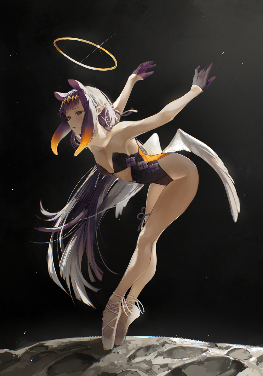 1girl, absurdres, arms_up, ballerina, ballet, ballet_slippers, bare_shoulders, black_leotard