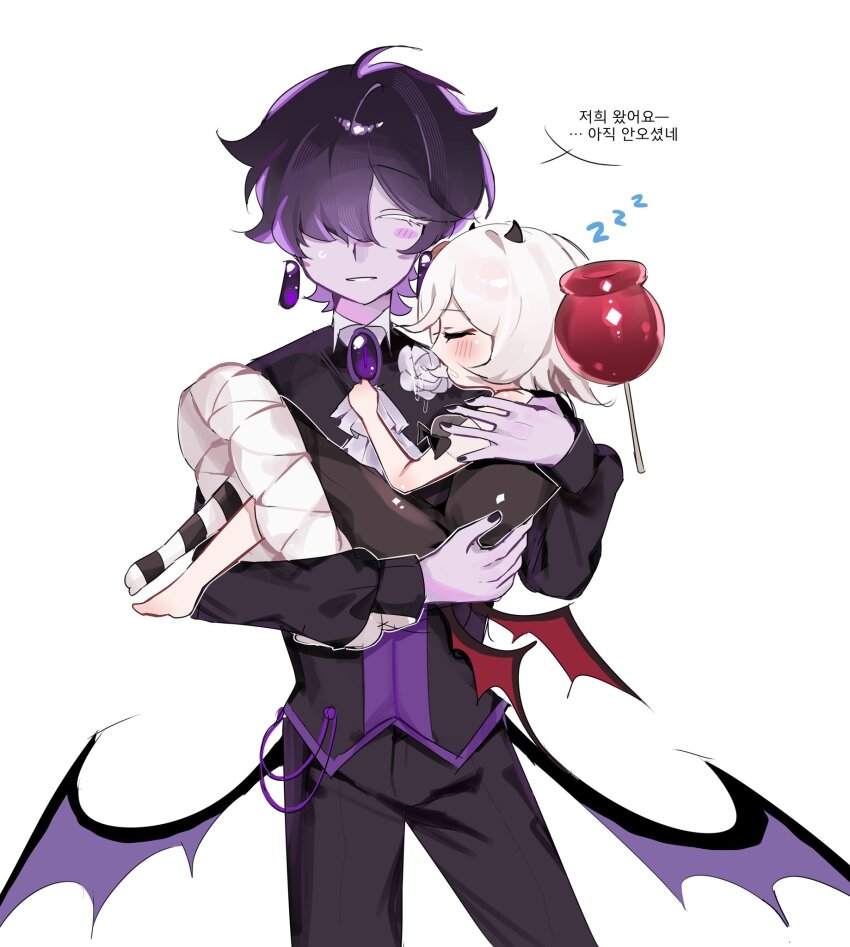 1boy, 1girl, ascot, black_bow, black_eyes, black_hair, black_sapphire_cookie, black_shirt