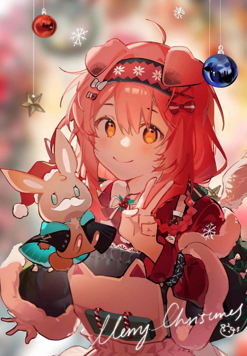 1girl, animal_ears, arknights, black_hairband, blurry, blurry_background, blush, bow