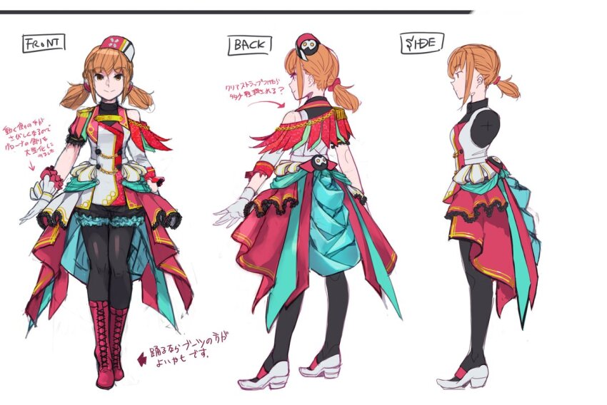 1girl, azure_striker_gunvolt, black_pantyhose, black_shirt, brown_hair, concept_art, cosplay, dress