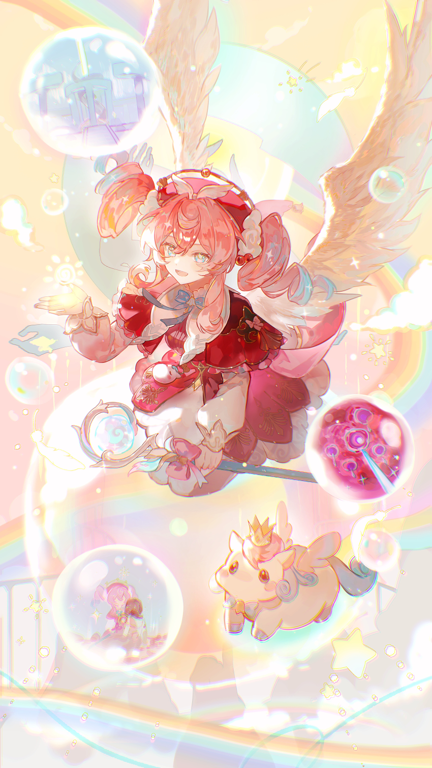 1girl, absurdres, angel_wings, aqua_bow, aqua_bowtie, aqua_eyes, aqua_hair, armian