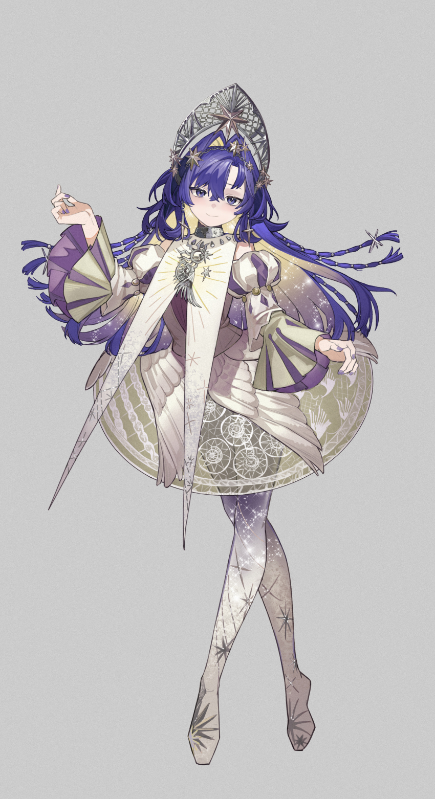 1girl, absurdres, blonde_hair, blue_eyes, blue_hair, closed_mouth, colored_inner_hair, dress