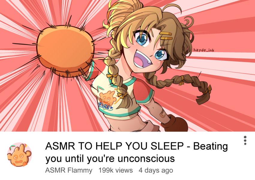 1girl, :d, blue_eyes, boxing_gloves, braid, brown_gloves, brown_hair, double_bun