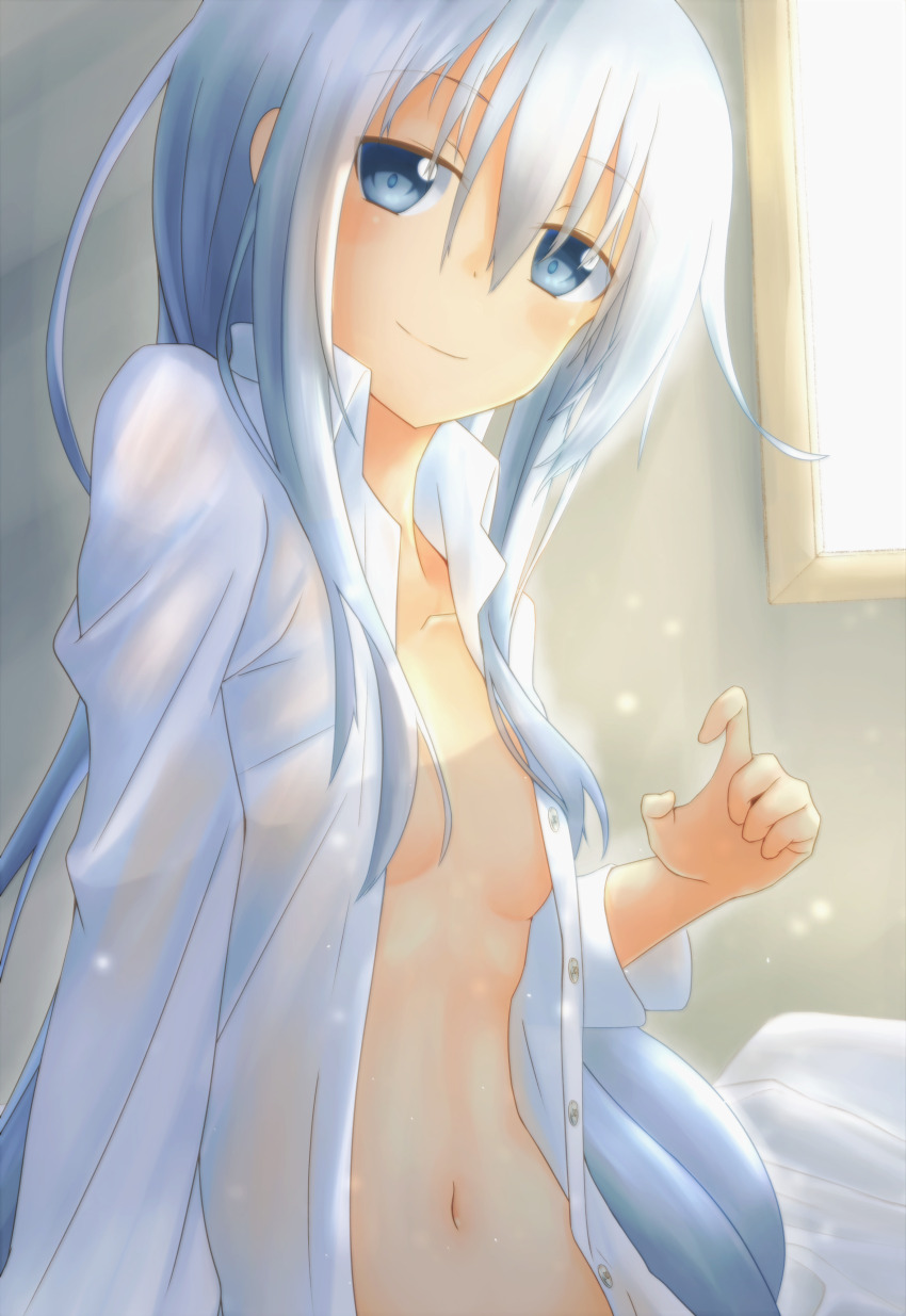 1girl, absurdres, blue_eyes, breasts, closed_mouth, day, hibiki_(kancolle), highres