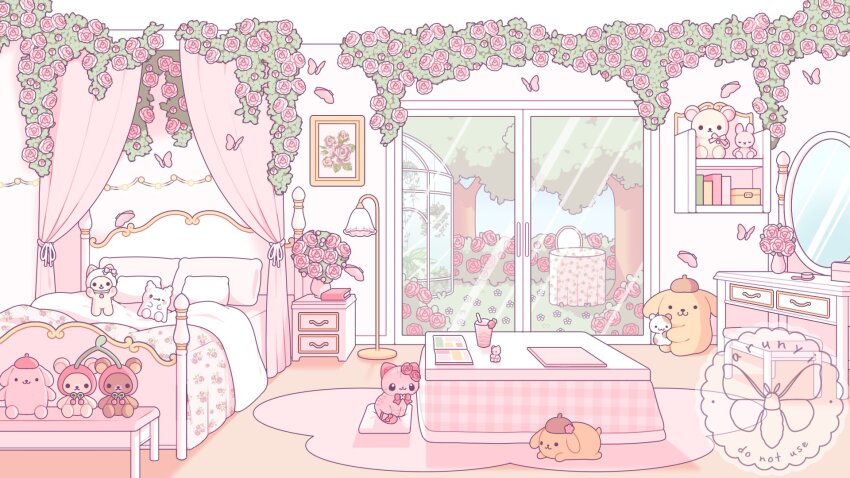 absurdly_detailed_composition, arunyi, bed, bug, butterfly, cherry, commentary, commission