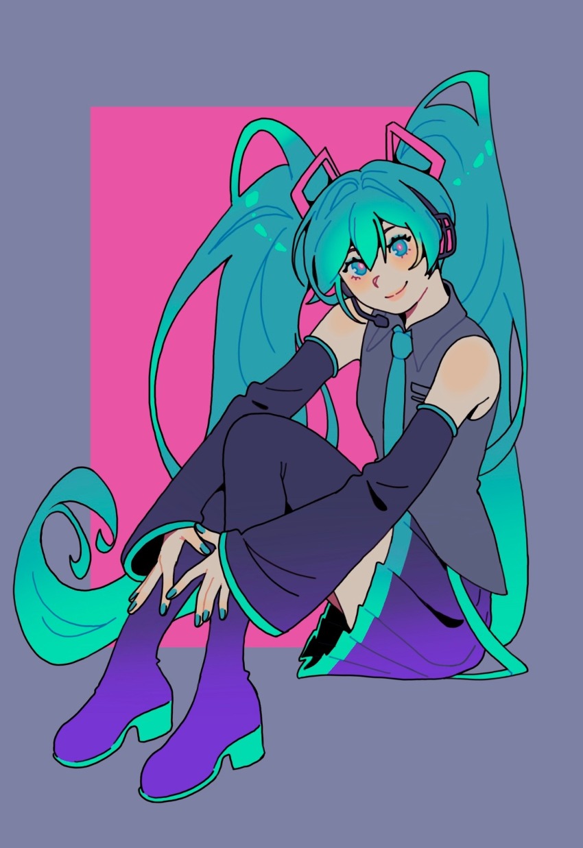 1girl, aqua_eyes, aqua_hair, bare_shoulders, blue_eyes, blue_hair, detached_sleeves, ghostpotion_art