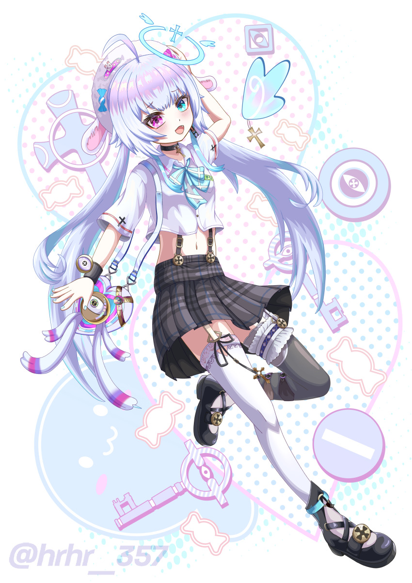 1girl, absurdres, ahoge, amemiya_nazuna, amemiya_nazuna_(yume_kawaii), angel, angel_wings, aqua_eyes