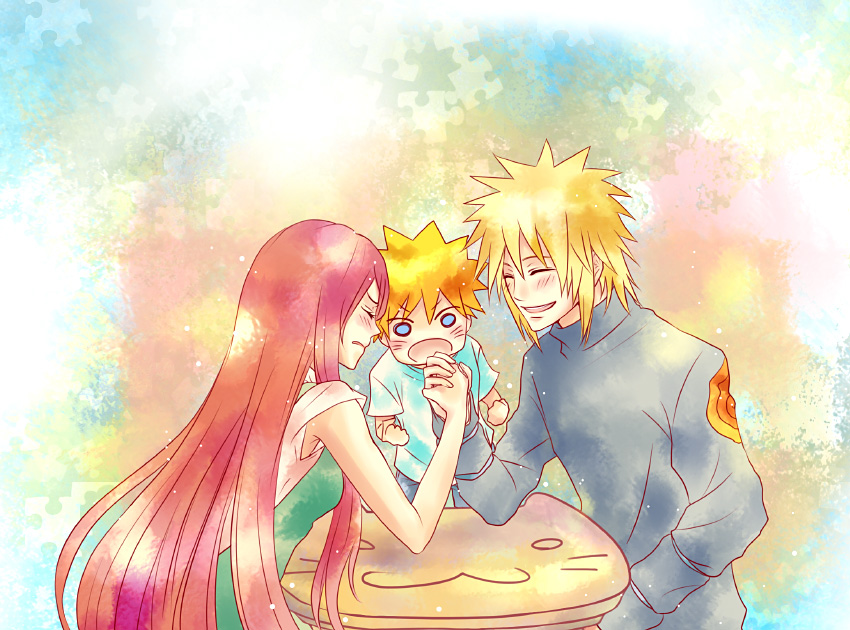 aozorakanon, arm_wrestling, family, namikaze_minato, naruto_(series), naruto_shippuuden, uzumaki_kushina, uzumaki_naruto