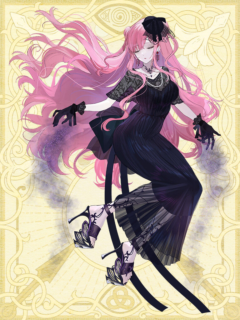 1girl, ame_tyaya, black_dress, black_gloves, chain_paradox, closed_eyes, dress, earrings