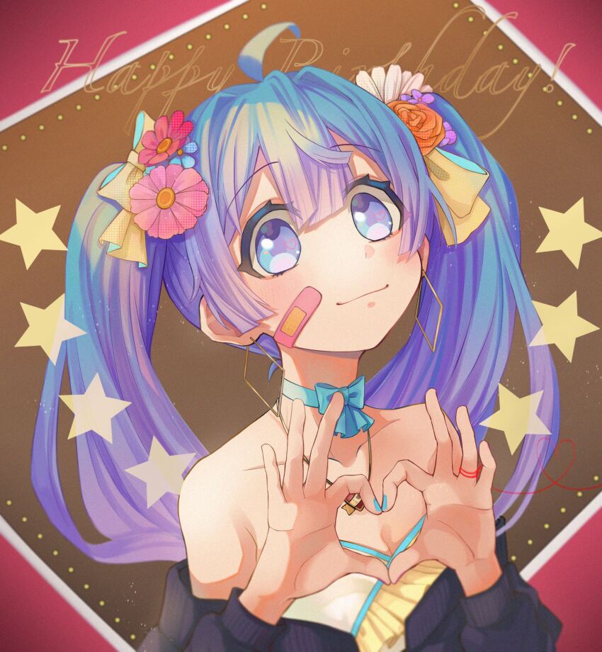 1girl, absurdres, ahoge, ai_kotoba_iii_(vocaloid), amd_aoneko, bandaid, bandaid_on_cheek, bandaid_on_face