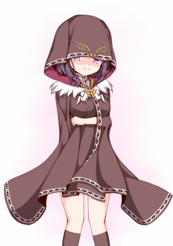 1girl, black_cloak, black_hair, cloak, feather_(magia_record), jewelry, kouusagi, magia_record:_mahou_shoujo_madoka_magica_gaiden