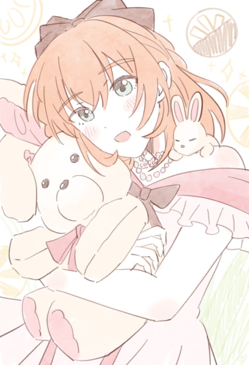 1girl, :d, aqua_eyes, commentary_request, dress, frilled_dress, frills, highres