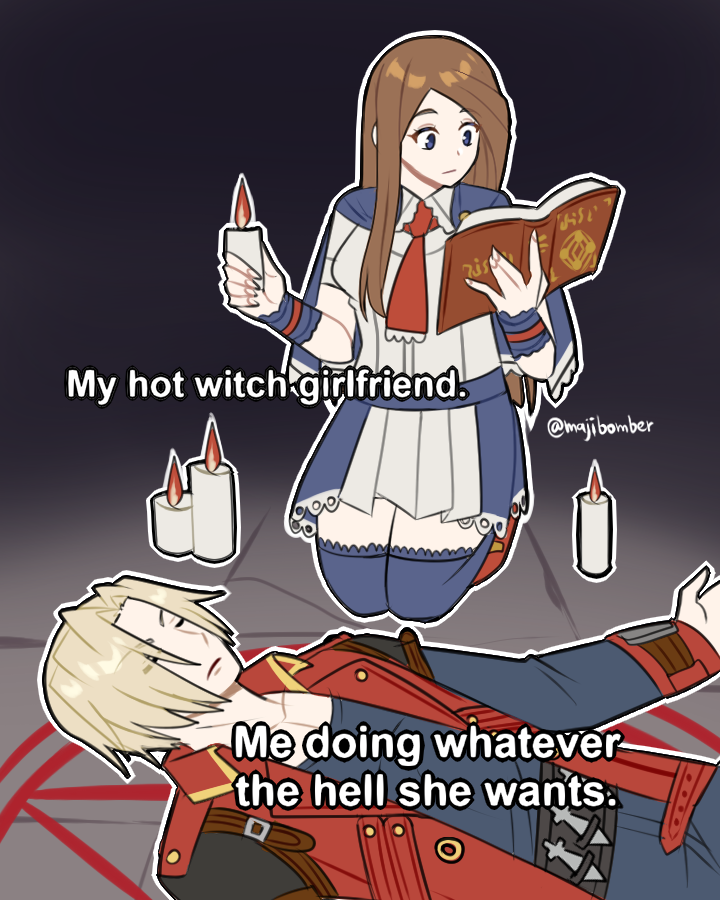 1boy, 1girl, artist_name, ascot, belt, blonde_hair, blue_capelet, blue_eyes