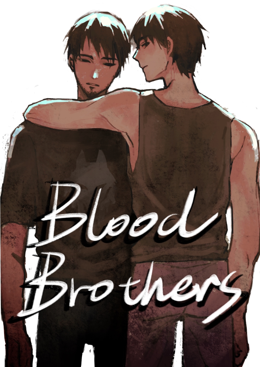 2boys, absurdres, aged_up, bare_arms, bare_shoulders, beads, black_eyes, black_pants