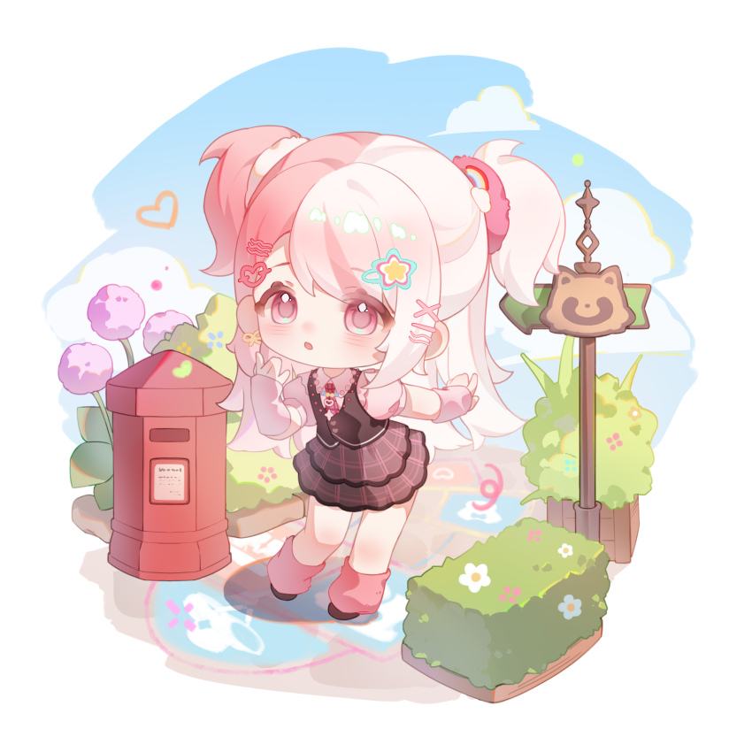 1girl, absurdres, arm_warmers, arrow_(symbol), bead_necklace, beads, bibcoon_(infinity_nikki), black_shoes