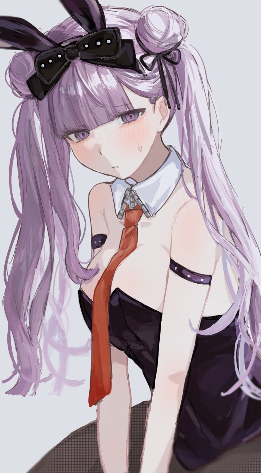 1girl, blush, breasts, closed_mouth, detached_collar, female_focus, highres, matching_hair/eyes