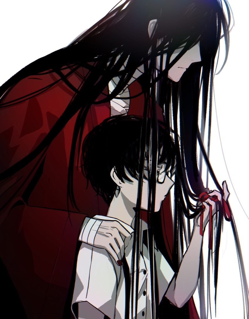 2boys, absurdly_long_hair, aged_down, alternate_hair_length_(longer), bandaged_chest, bandaged_hand, bandaged_neck, bandages