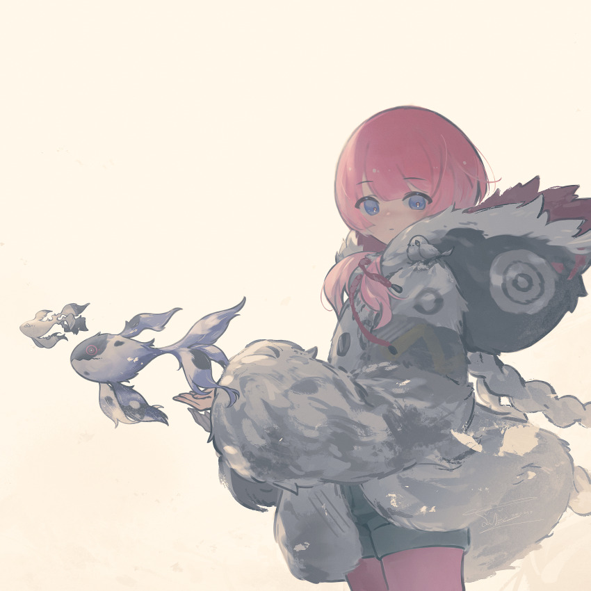 1girl, absurdres, animal, animal_on_shoulder, animalization, bird, bird_on_shoulder, blue_eyes