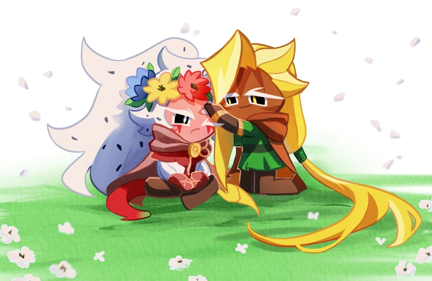 2others, ;(, absurdly_long_hair, absurdres, ananas_dragon_cookie, asymmetrical_bangs, black_pants, black_sclera