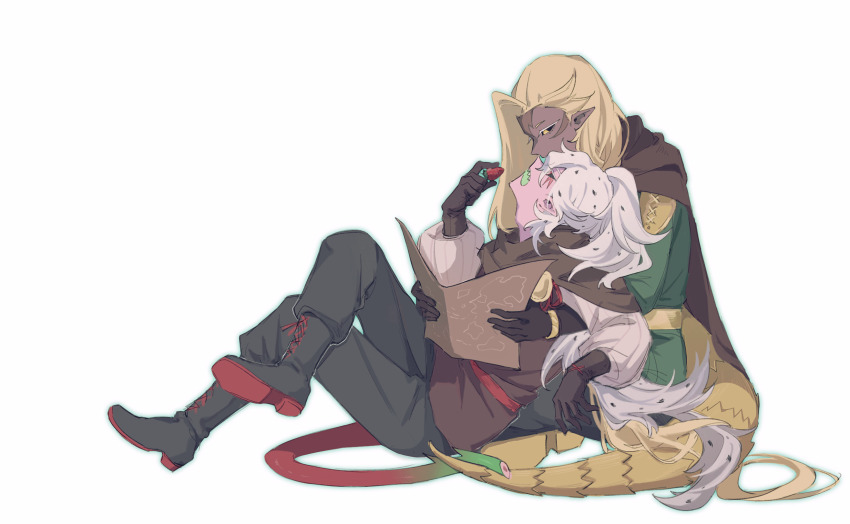 2others, absurdly_long_hair, adam's_apple, ananas_dragon_cookie, ankle_boots, asymmetrical_bangs, belt, black_boots