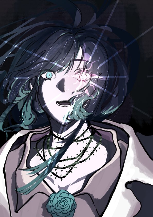 1girl, ado_(utaite), black_hair, blue_eyes, blue_hair, chando_(ado), colored_inner_hair, commentary