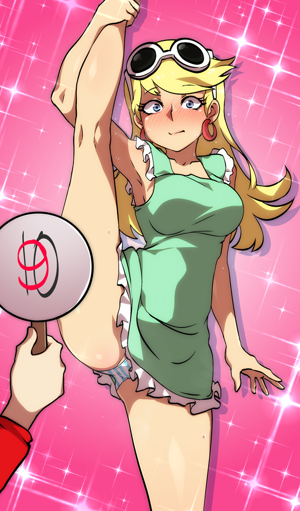 2girls, arm_at_side, armpits, bare_arms, bare_shoulders, blonde_hair, blue_eyes, blue_panties