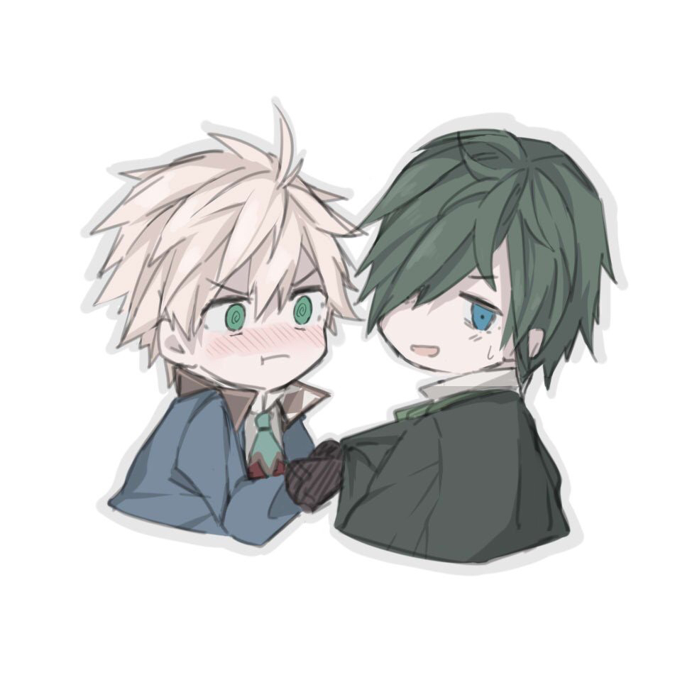 2boys, chibi, grimms_notes, iumi_urura, male_focus, multiple_boys, revol_(grimms_notes), tim_(grimms_notes)