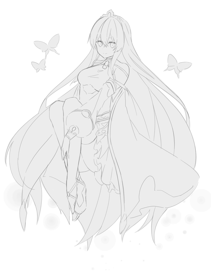 1girl, grimms_notes, highres, iumi_urura, monochrome, reina_viehmann_(grimms_notes), solo, tagme