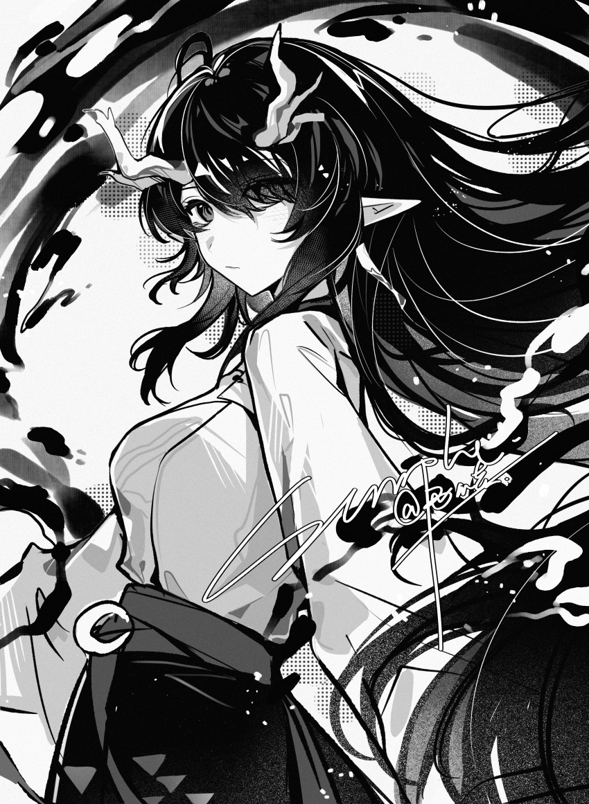 1girl, absurdres, arknights, chasansui, chinese_commentary, closed_mouth, commentary_request, dragon_girl