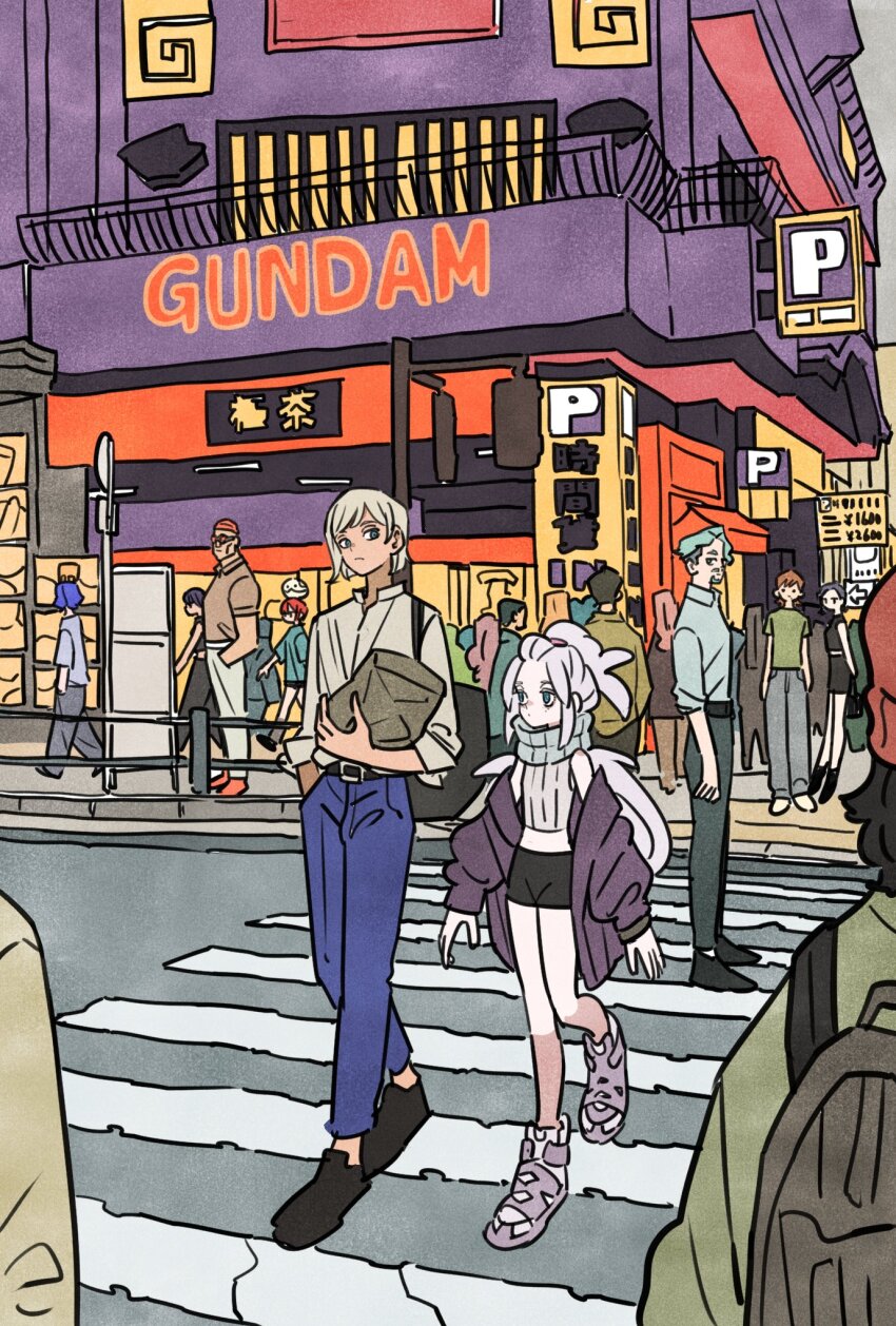 alternate_costume, amate_yuzuriha, backpack, bag, bask_om, beanie, black_hair, blonde_hair