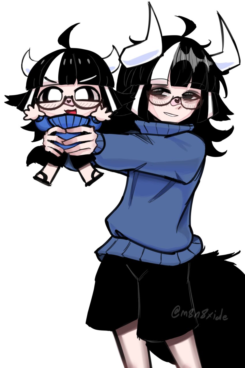 2girls, absurdres, ahoge, arms_up, bags_under_eyes, bandaid, bandaid_on_face, bandaid_on_nose