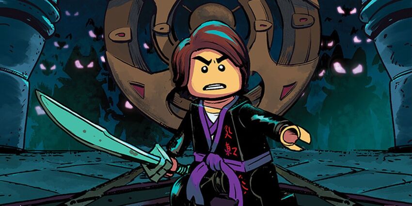 1boy, artist_request, dougi, holding, holding_sword, holding_weapon, lord_garmadon, monster
