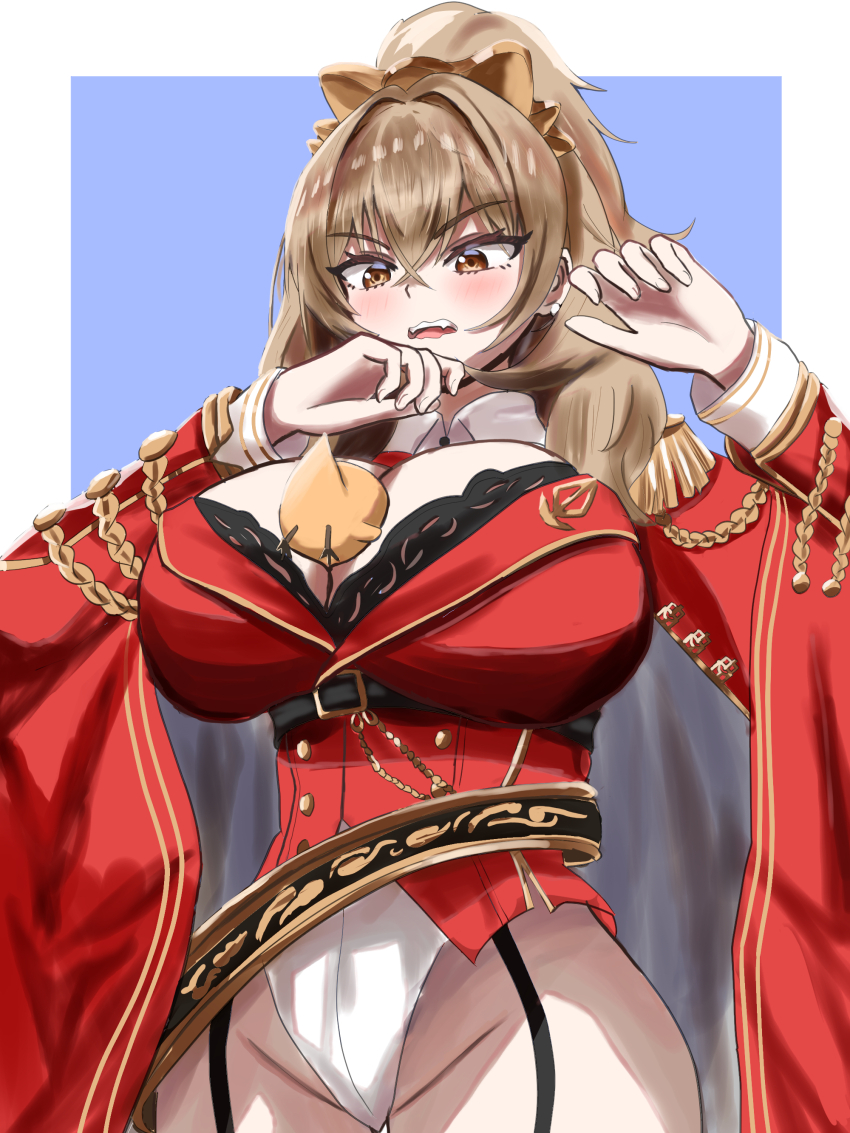 absurdres, aiguillette, animal_ears, animal_on_chest, azur_lane, baby_animal, bird, blonde_hair