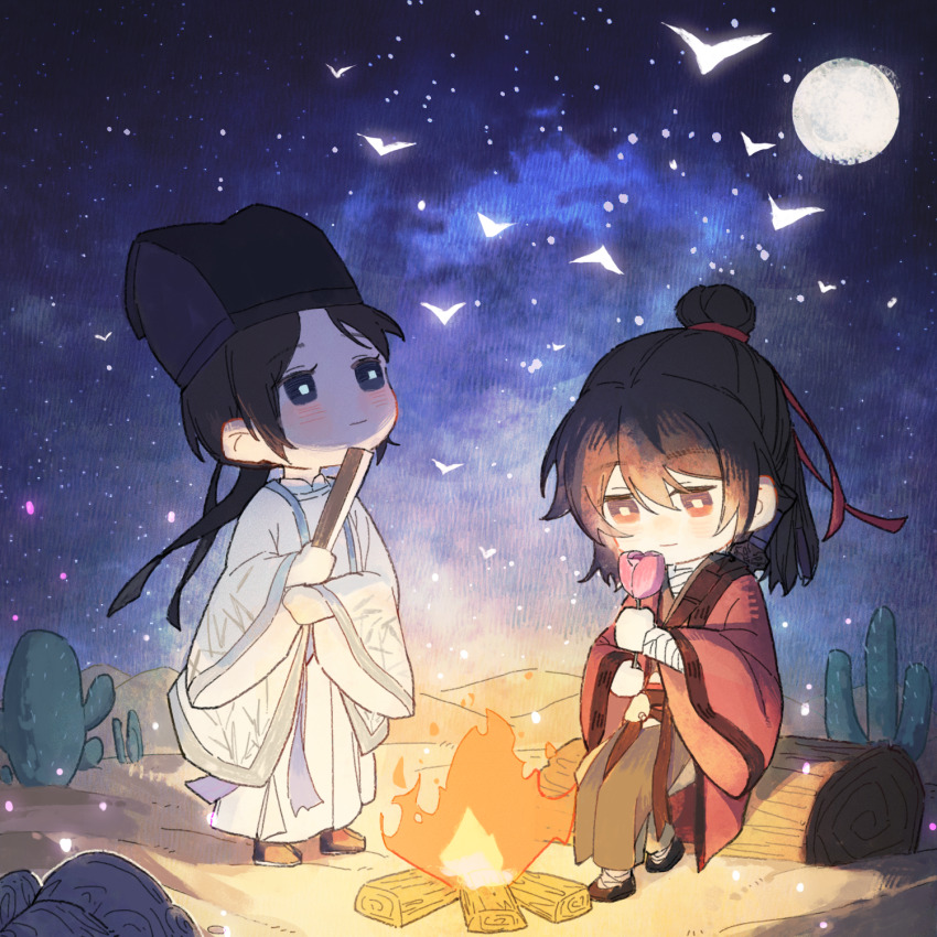 1815983628, 2boys, bandaged_arm, bandaged_chest, bandaged_foot, bandages, bird, black_eyes