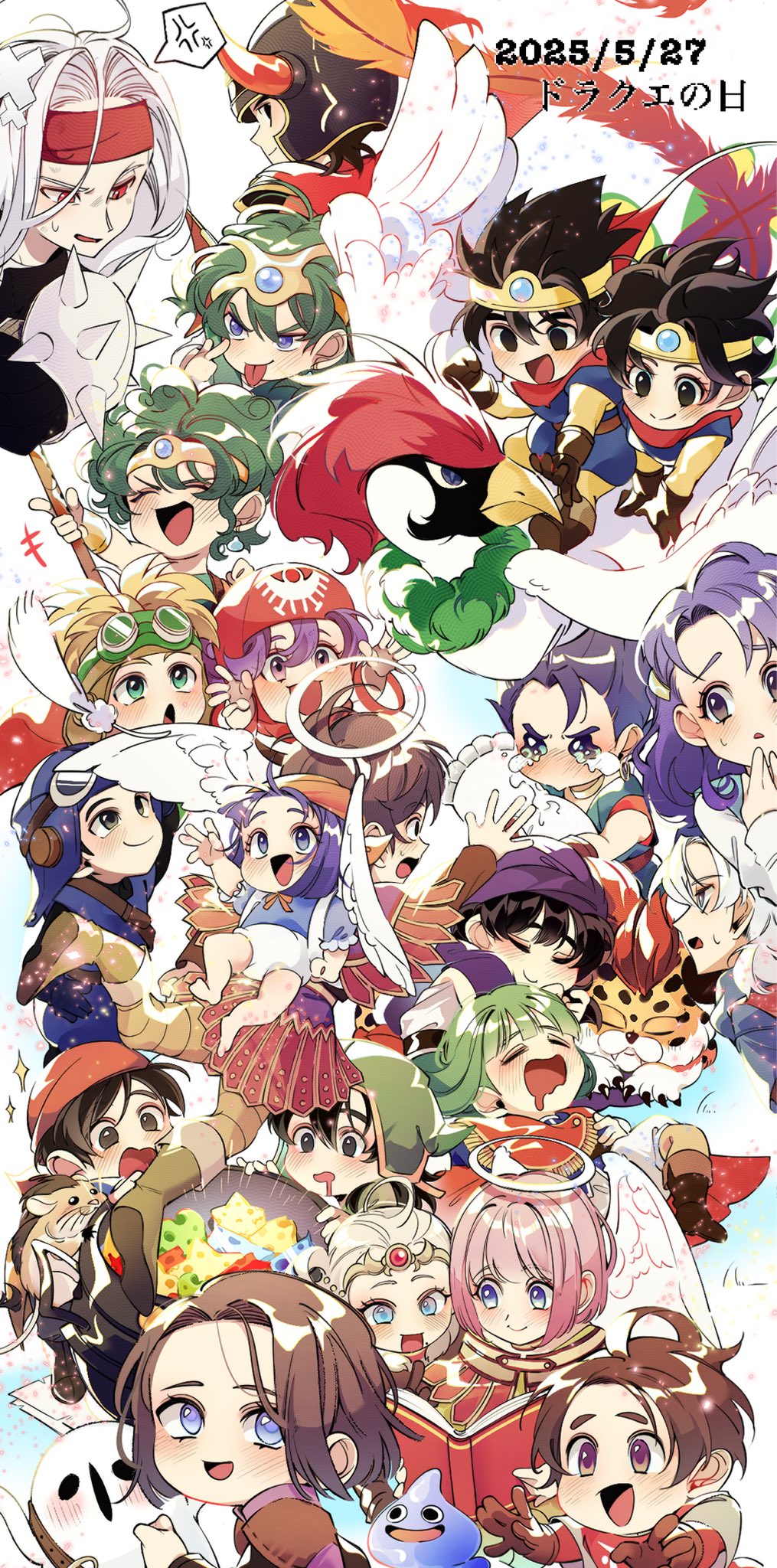 2025, 6+boys, 6+girls, aged_down, ancestor_and_descendant, angel, angel_wings, anger_vein