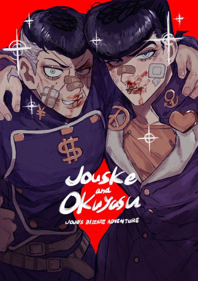 2boys, anchor_ornament, arm_around_neck, arm_around_shoulder, bandage_on_face, bandages, bandaid, bandaid_on_face