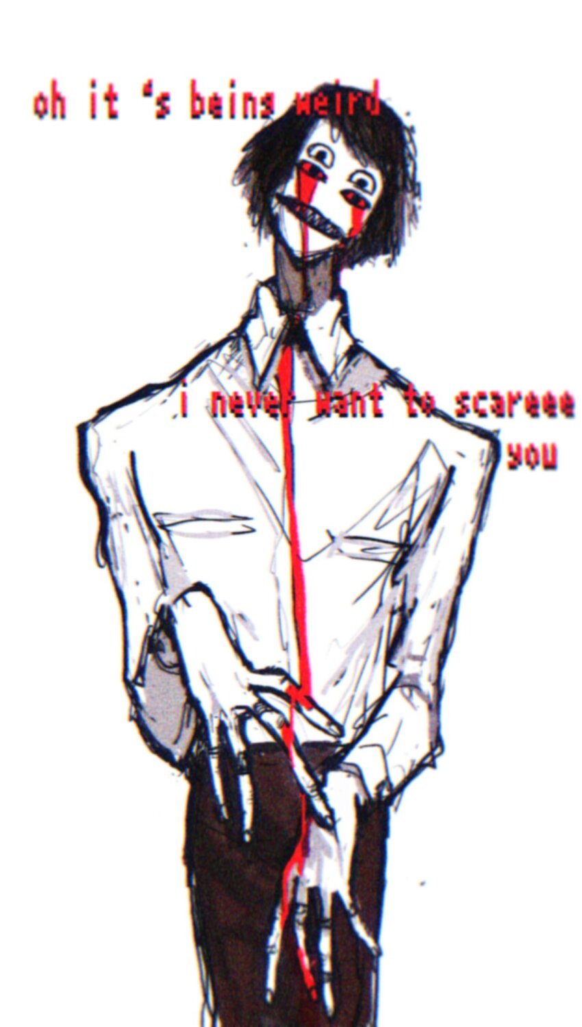 1boy, blood, blood_on_clothes, blood_on_face, blood_on_hands, bloody_tears, chinese_commentary, commentary_request