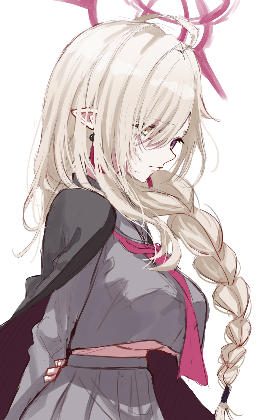 1girl, absurdres, ahoge, ayame_(blue_archive), black_robe, blonde_hair, blue_archive, braid
