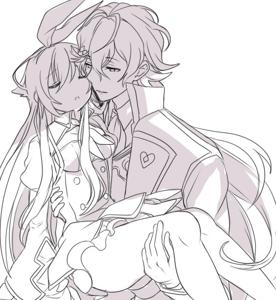 1boy, 1girl, alice_(grimms_notes), alice_(original)_(grimms_notes), carrying, carrying_person, grimms_notes, lewis_carroll_(grimms_notes)