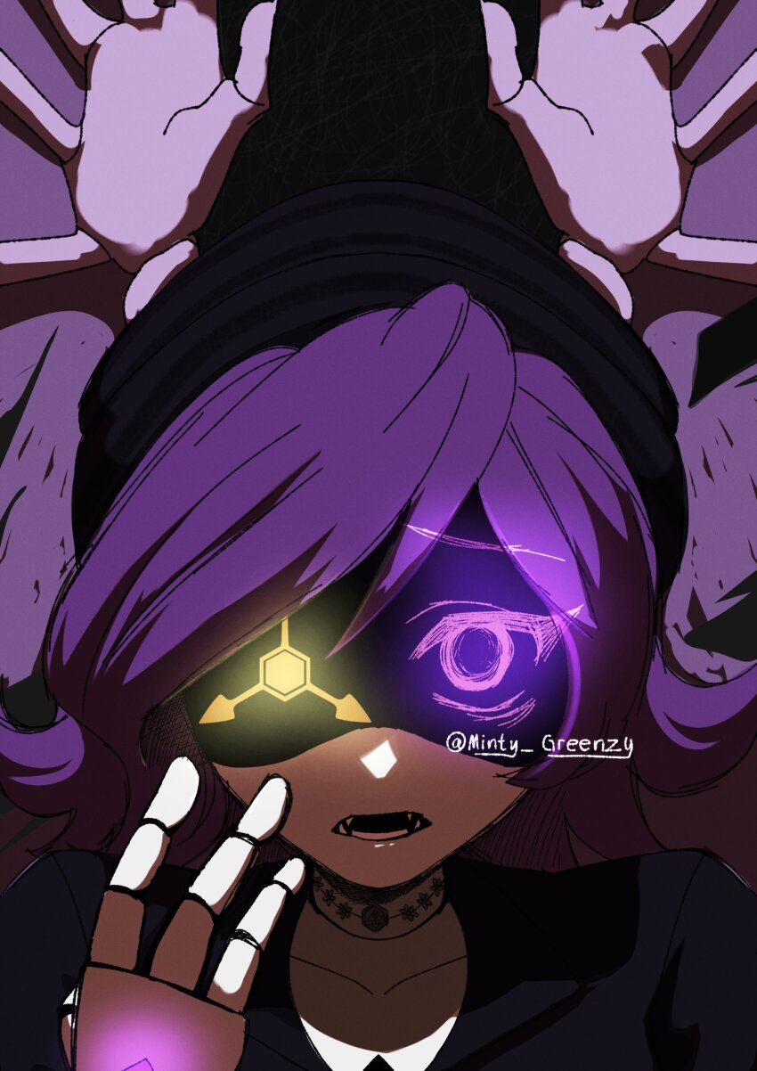 1girl, absolute_solver_(murder_drones), android, black_hat, hat, highres, humanoid_robot, looking_at_viewer