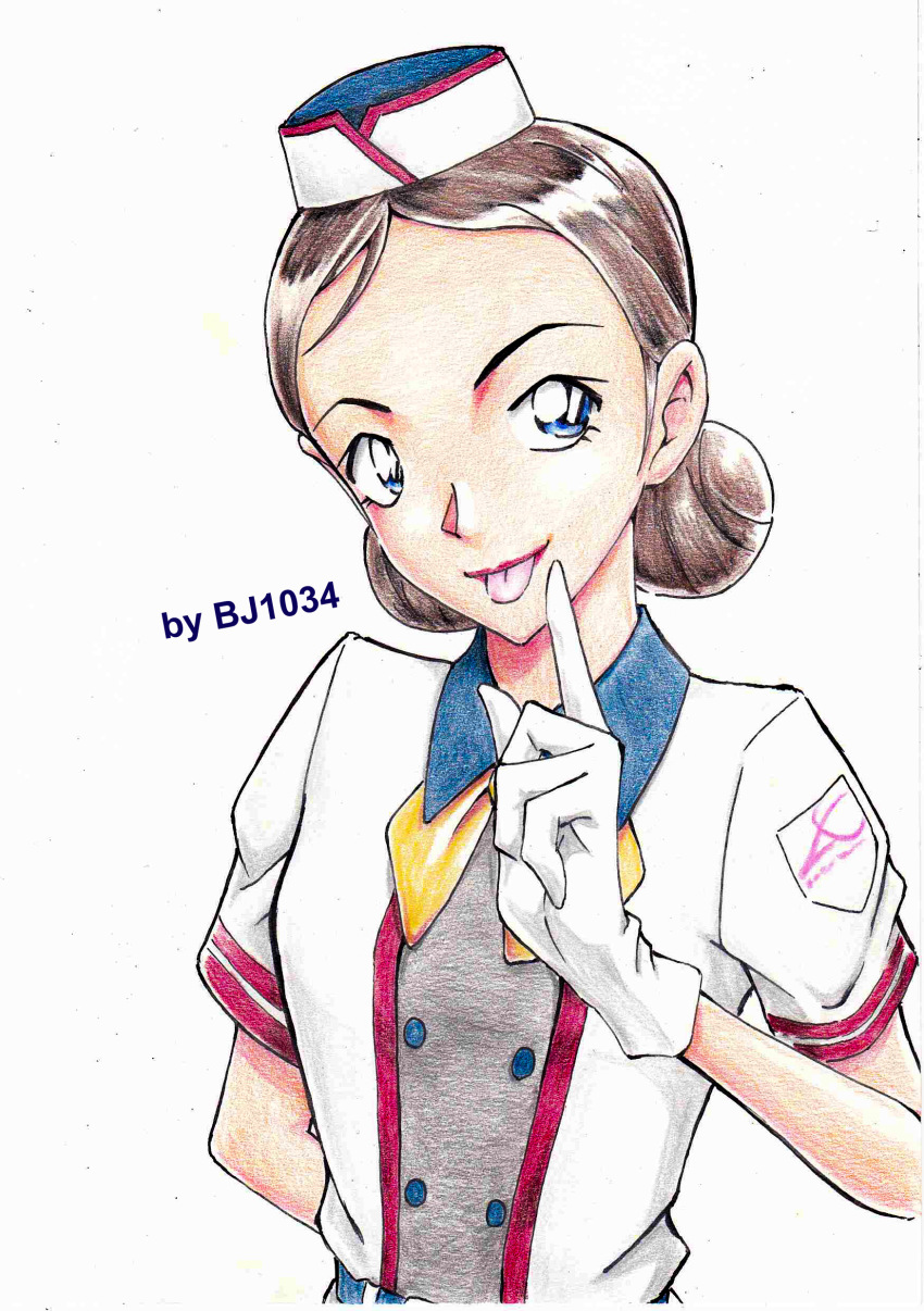 1girl, :p, absurdres, arm_behind_back, artist_name, belt, bj1034_(tosashi), black_hair