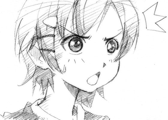 00s, 1boy, :<, ^^^, gofu, greyscale, hair_ornament, hairclip