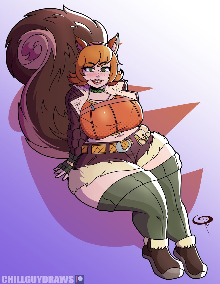 1girl, absurdres, blush, breasts, chillguydraws, female_focus, fingerless_gloves, freckles