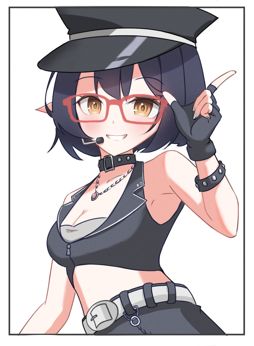 1girl, absurdres, asagizu, ayane_(blue_archive), ayane_(idol)_(blue_archive), black_border, black_choker, black_gloves