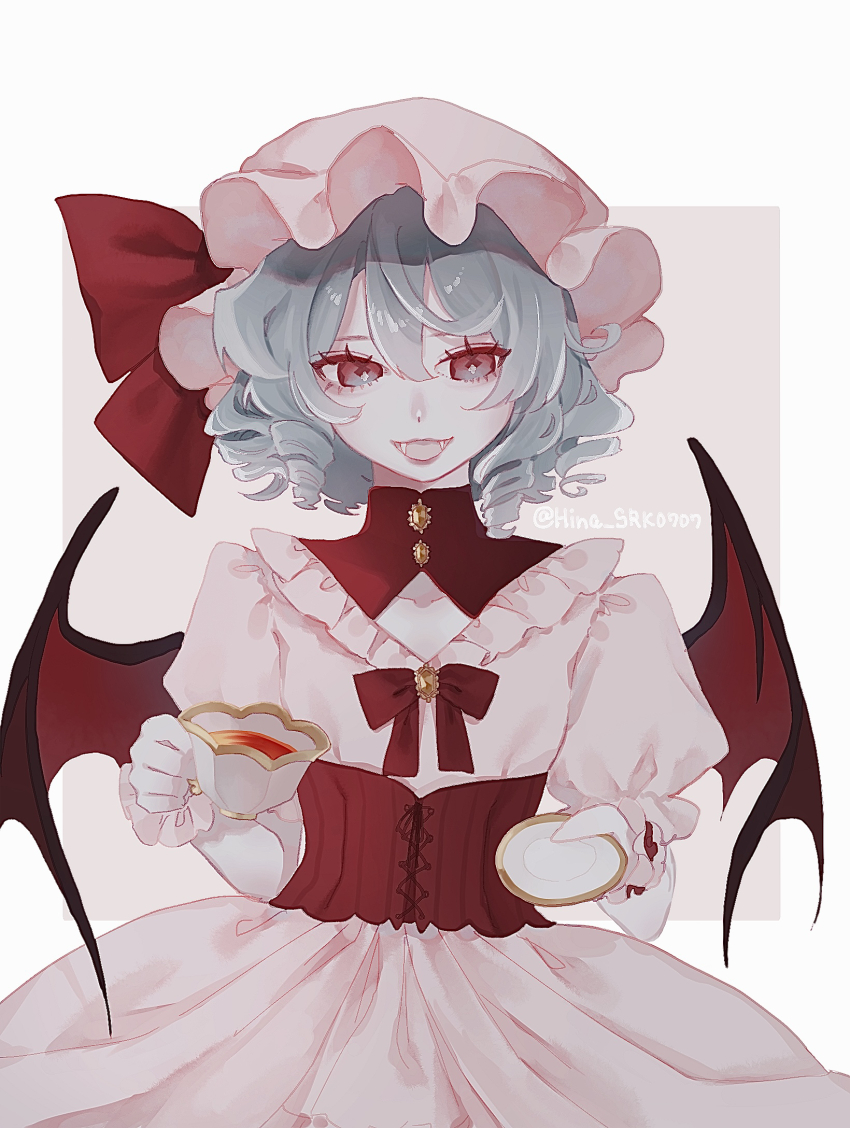 1girl, black_wings, cleavage_cutout, clothing_cutout, collarbone, collared_dress, corset, cup