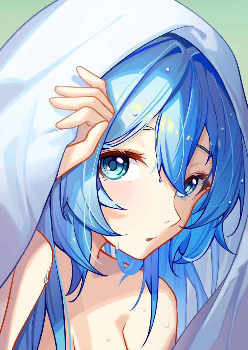 1girl, absurdres, aqua_eyes, blue_hair, commentary, green_background, hatsune_miku, highres