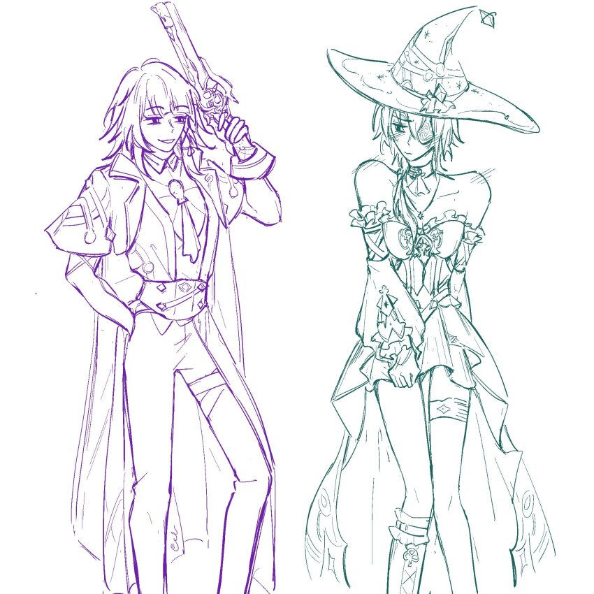 1boy, 1girl, anaxa_(honkai:_star_rail), anaxa_(honkai:_star_rail)_(cosplay), bare_shoulders, capelet, choker, cosplay