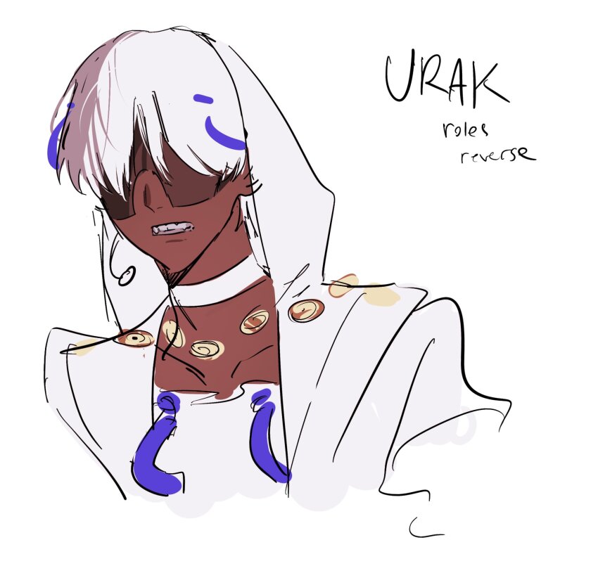 1boy, alien_stage, character_name, choker, commentary, dark-skinned_male, dark_skin, english_commentary